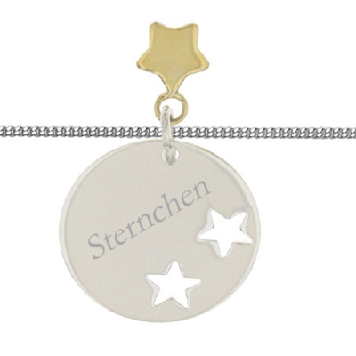 Kinder Taufe Schutz Engel Herz Anhänger mit Diamant Stern und Kette Silber 925