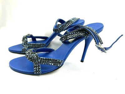 Claudio Milano Leather Shoes Blue Crystal Size 41 Italy $759 (US 10.5) $420