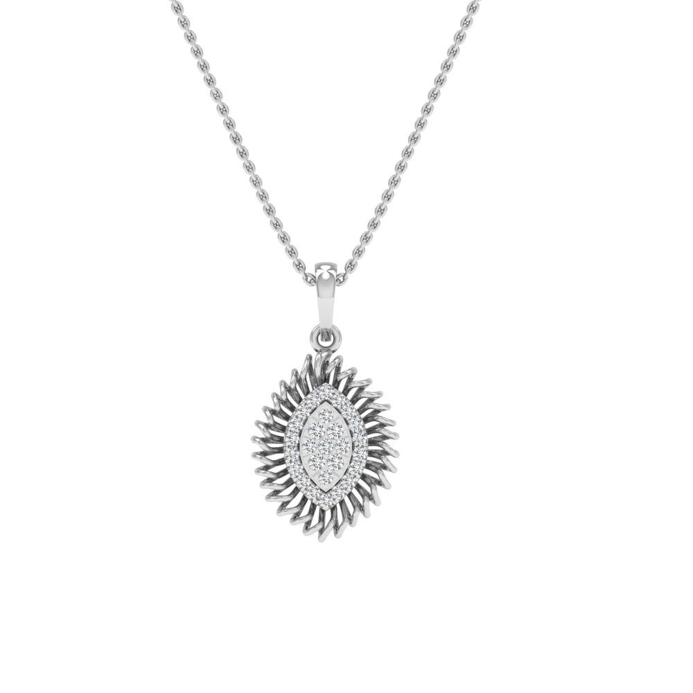 Round Shape Diamond Lab Grown CVD 0.32ct Pendant Necklace 14k White Gold