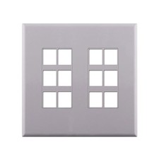 12 Port Keystone Wall Plate with Screwless Face, White