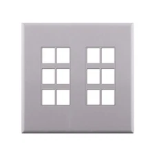 12 Port Keystone Wall Plate with Screwless Face, White