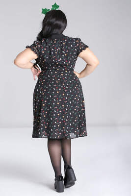 Natalie Midi Dress XL-6XL 16-26 Hell Bunny Christmas Festive Black Xmas |  eBay