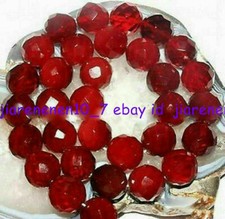 Genuine Natural 6/8/10/12mm Faceted Red Jade Gemstone Round Loose Bead 15in
