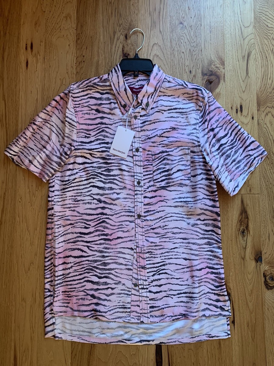 Sies Marjan Silk Tiger Stipe Shirt $595 BNWT Pink M | eBay
