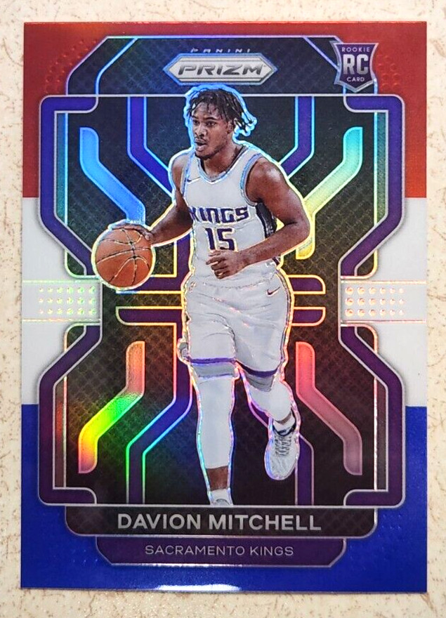 Davion Mitchell RC Red White Blue Prizm #312 2021-22 Panini Prizm Kings Raptors