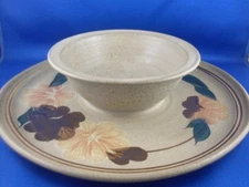 Unique HANDCRAFTED Chip'n'Dip STONEWARE Pottery SERVING PLATTER VG - In Aust