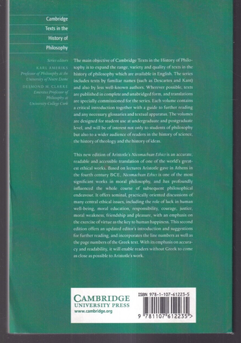 ARISTOTLE: NICOMACHEAN ETHICS Edited By Roger Crisp (2014 Trade Paperback){D9} - Foto 2 di 2