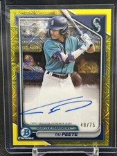 Tai Peete 2024 Bowman Chrome #BMA-TP Yellow Mojo On-Card Autograph /75