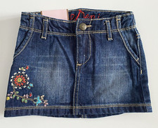 Baby Gap Girls Skirt Denim Jeans Blue Embroidered Flowers Size 3 Years NWT