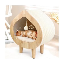 Unique Modern Cat Bed for Indoor Cats, House with Scratching Wall, Cozy Cave ...