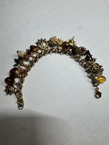 Vintage Graziano Gold Toned Charm Bracelet Boho Chic Unique