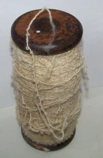 Vintage Large Wood Textile Bobbin Spool 7 1/4" Long w/ Textured Loop Yarn Wool?