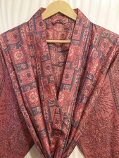 Pure Silk Pale Red-Blue kimono Long Robe Gown Girl's Woman Silk Kimono KMO5415