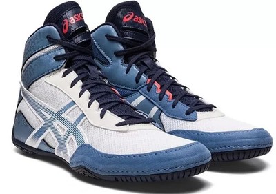 Asics Matcontrol 3 Wrestling Shoes - White/Storm Blue