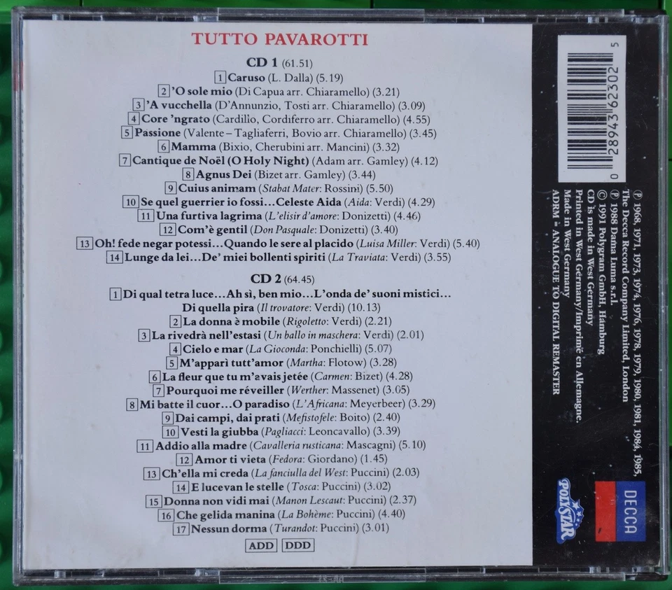 Pavarotti - Tutto - Seine schönsten Lieder und Arien - Decca - Doppel-CD - Bild 2 von 4