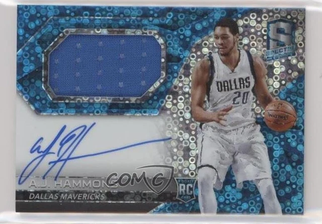 2016-17 Panini Spectra Rookie Jersey Neon Blue 19/99 AJ Hammons #108 Auto 6v0