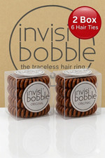 invisibobble Original Traceless Hair Ties , Pretzel Brown 2 Box 6 Hair Ties
