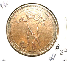 Finland 1900 10 pennia KM 14 VF