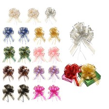 20 Pcs Large Pull Bow Gift Wrapping, 9 Inch Ribbon Organza Metallic 10 Color Bow