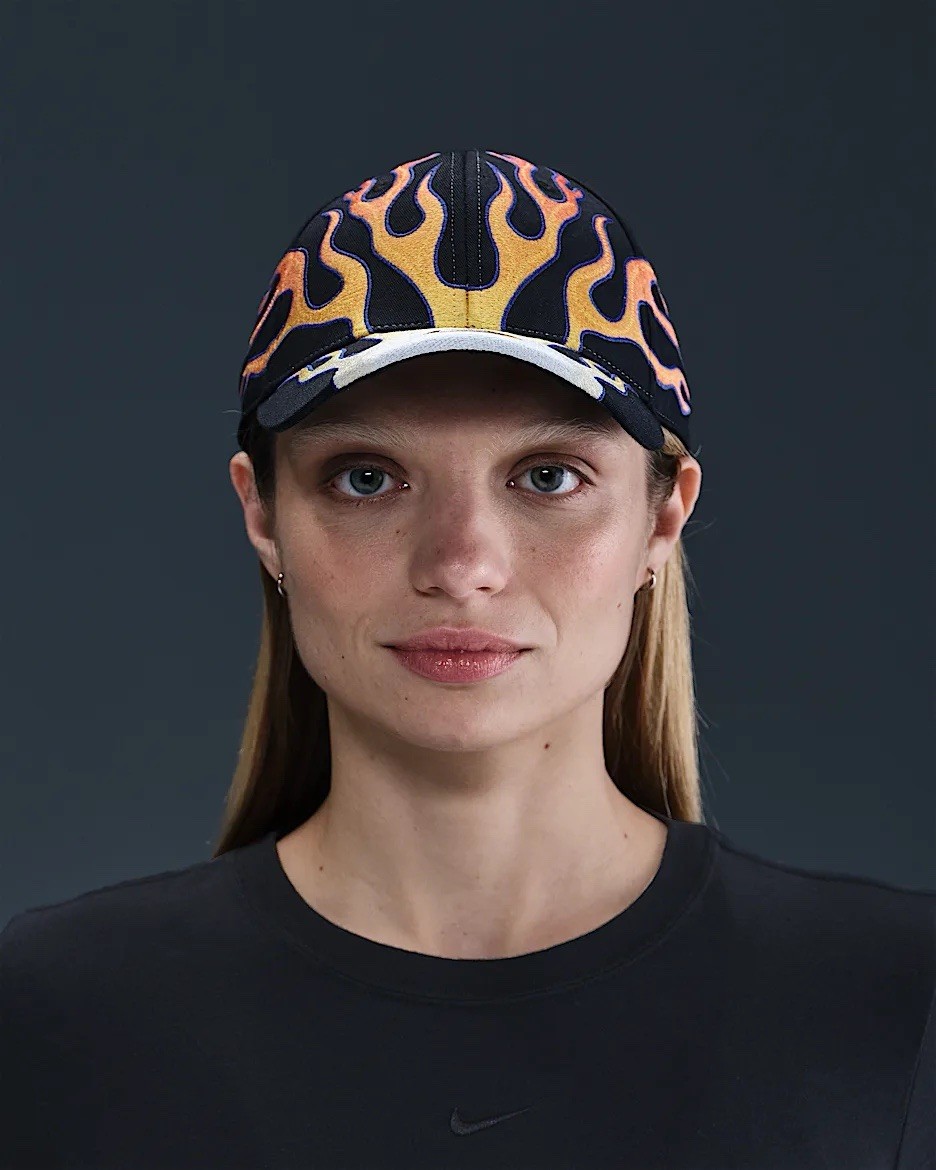 🔥 Nike Club Hat Structured OG Flame Cap Black M/L Adjustable