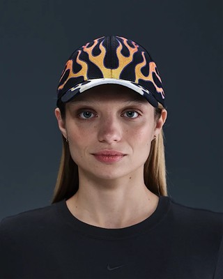 🔥 Nike Club Hat Structured OG Flame Cap Black M/L Adjustable