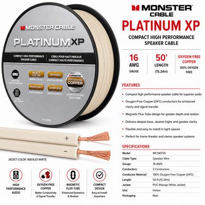 MONSTER CABLE  Platinum 50ft XP 16awg Speaker Wire