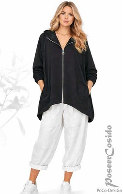 LAGENLOOK Tunika Blusen-Jacke Oversize überweit schwarz 44 46 48 50 52 54 56 58