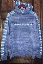 Men  s Hooey Hoodie Blue  Multicolor Aztec Southwest Cowboy Pullover Size Large