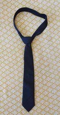Navyboot 100% Silk Slim Tie 7cm Made in Italy Black Gray Striped