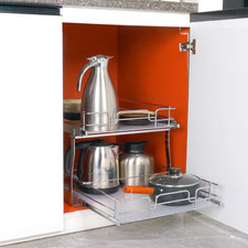2-Tier 20 In. X 21 In. X 15 In. Pull-Out Cabinet Organizer, Steel Slide-Out Shel