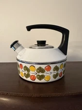 Vtg 1970s Enamel Whistling Tea Kettle By Austria Email Made In Austria 10 cups