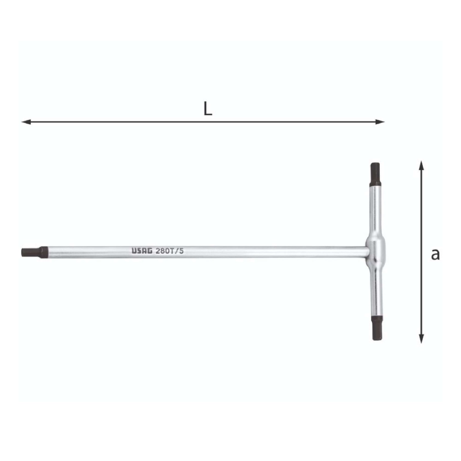 Chiave a T Usag 280 T 7mm U02800138 | Acciaio Cromo Vanadio Professionale