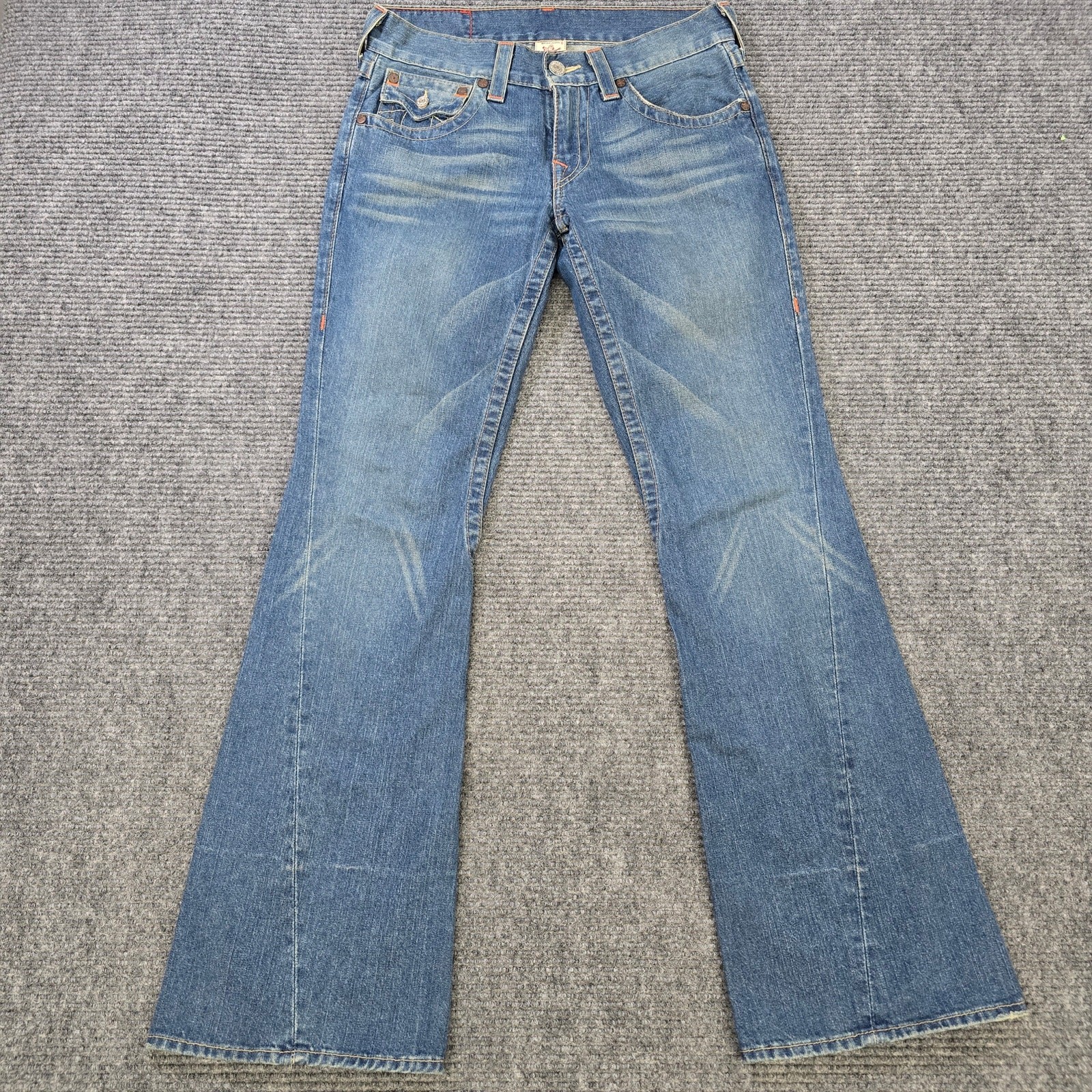 True Religion Joey Jeans Womens Size 30 Measures 32x34 Blue Flare USA