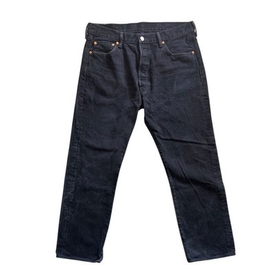 Levis Jeans Mens 36x30 Black Denim 501 Straight Button Fly Work Wear Y2K 36 X 30