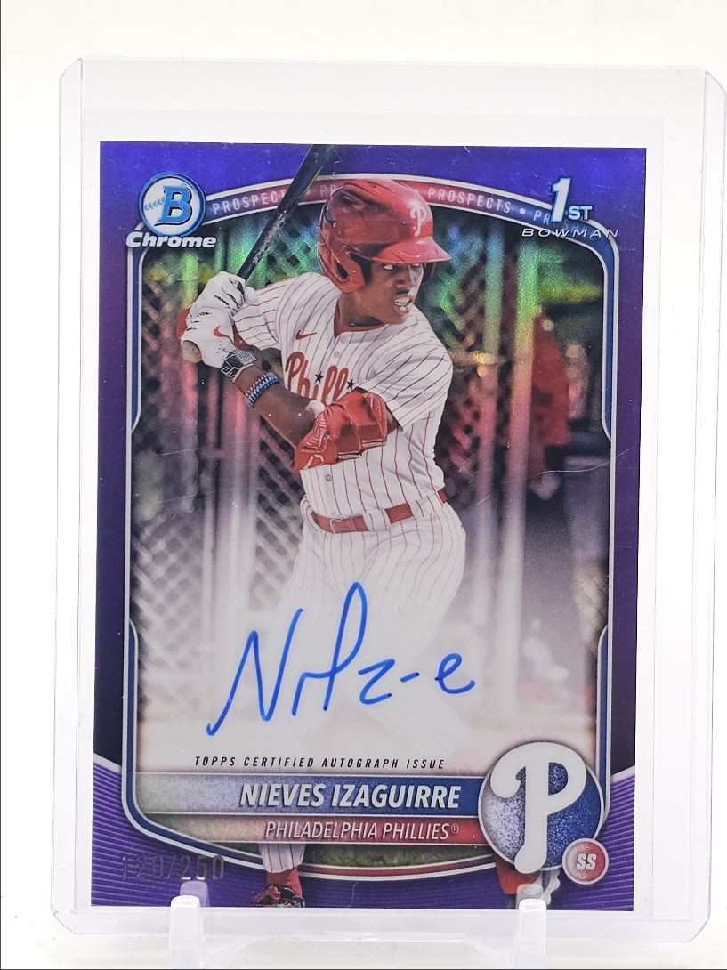 NIEVES IZAGUIRRE 2025 BOWMAN CHROME 1ST AUTOGRAPH PURPLE AUTO /250 Q2754