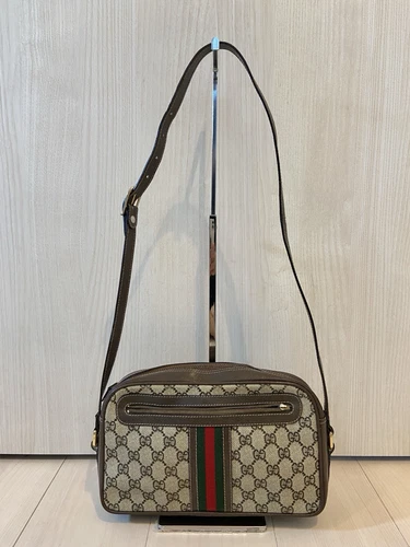 Authentique sac bandoulière GUCCI ligne sherry cuir suprême PVC vintage bandoulière