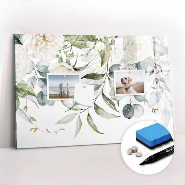 Magnetboard Glas Beschreibbar Inkl Magneten Marker Notizen Natur 60X40 Cm-image