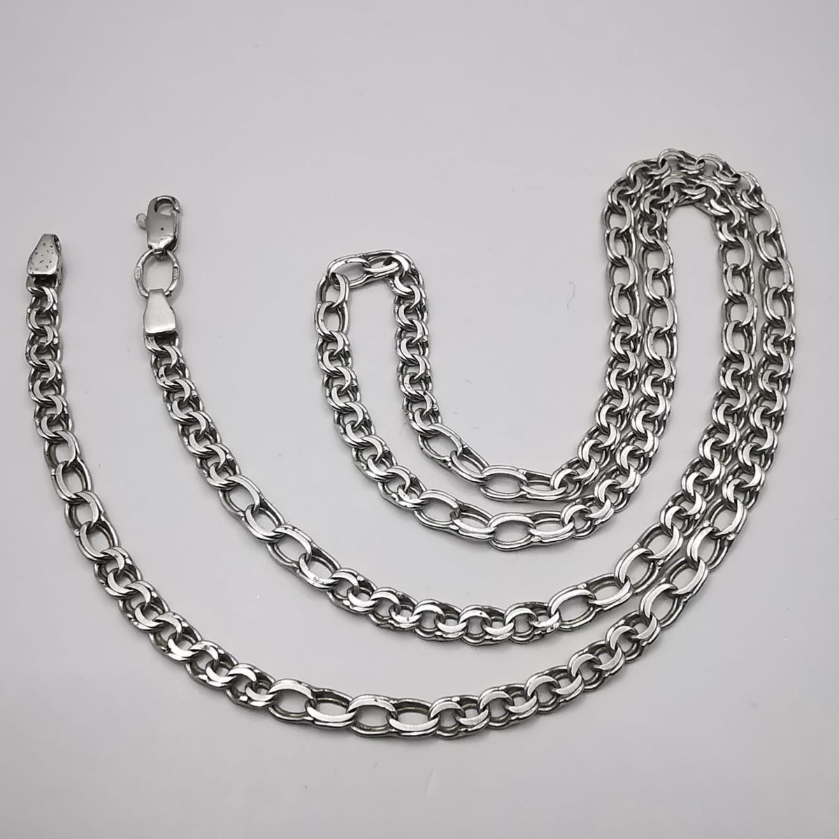 Heavy Belcher Chain Vintage Silver Curb Chain 24 Inch Silver
