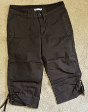 LEE Womens Size 14 Brown Solid Easy Fit Capri Pants
