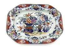 Grande vassoio da portata c1822 Spode's New Stone 3875 Japan Imari ottagonale sm
