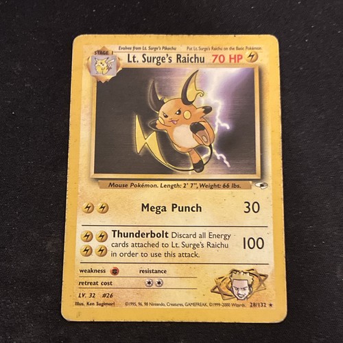 Pokémon TCG Lt. Surge's Raichu Gym Heroes 28/132 Rare Regular 70 HP 2000