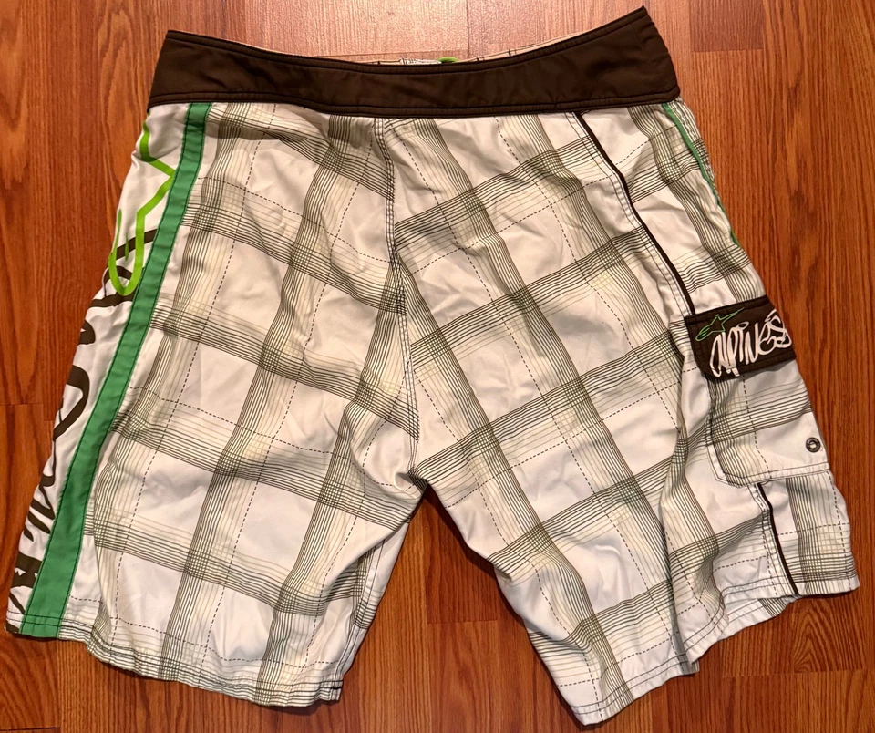 Alpinestars Board Shorts Para Hombres 36 11" Bañador Cuadros AOP Patinador Y2K Foto 2 de 4