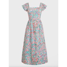 J.Crew Ruffle Sleeve Midi Dress Floral Cotton A Line Cottagecore US 8 NWT