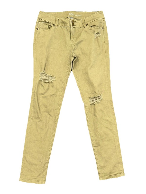 Soho New York & Company Women’s Jeans BOYFRIEND Sz 4 Olive Camo Green Distressed