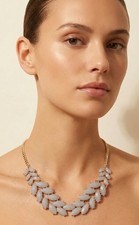 H&M Multi-Strand StatementNecklace | Soft Grey/Stone Tone | Gold-Tone Chain