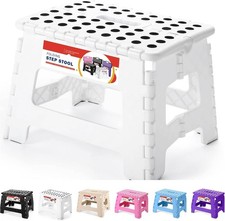 1-2 Pack Folding Step Stool Plastic Foldable Stools Portable 9" 11" 13"