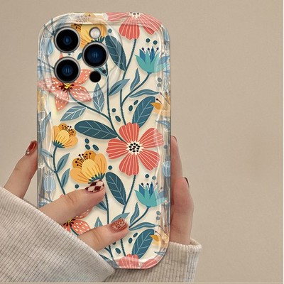 Clear Flower Cream Case For iPhone Samsung Infinix Phone Cover Skin Women Girls