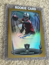 2014 Bowman Chrome DEREK CARR RC GOLD REFRACTOR AUTO /50 Rookie Raiders