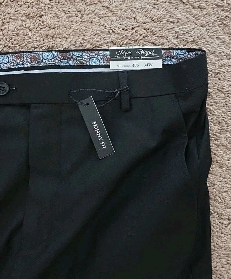 Pantalones negros District para hombre ajustados talla 34 X 34 W NUEVO con etiquetas Foto 2 de 4