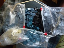 3lb approx Ivory/Black/Blue/Teal Glass Mosaic Tile Lot    x  Inch